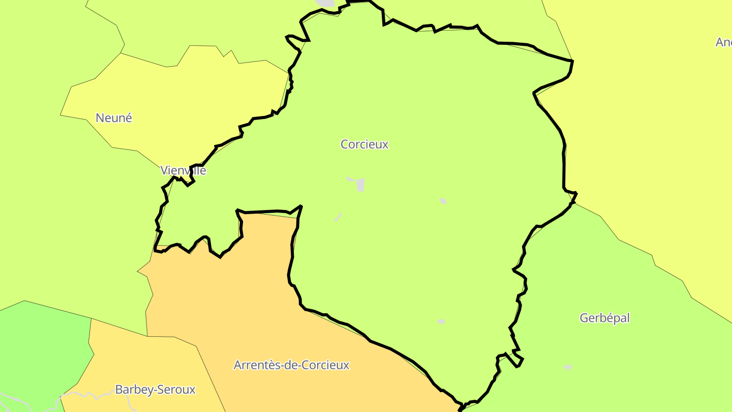 Carte des prix de l'immobilier Corcieux