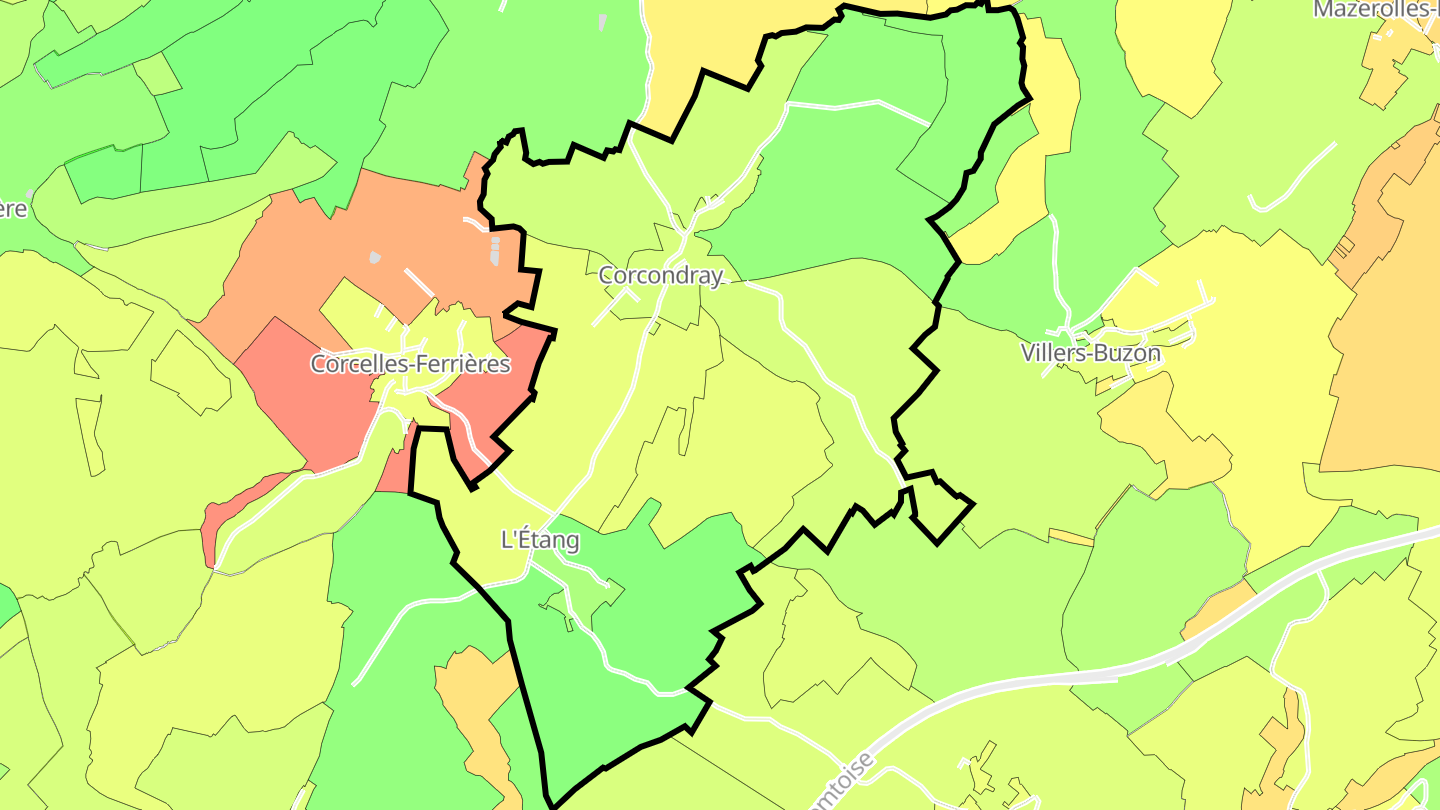Carte des prix de l'immobilier Corcondray