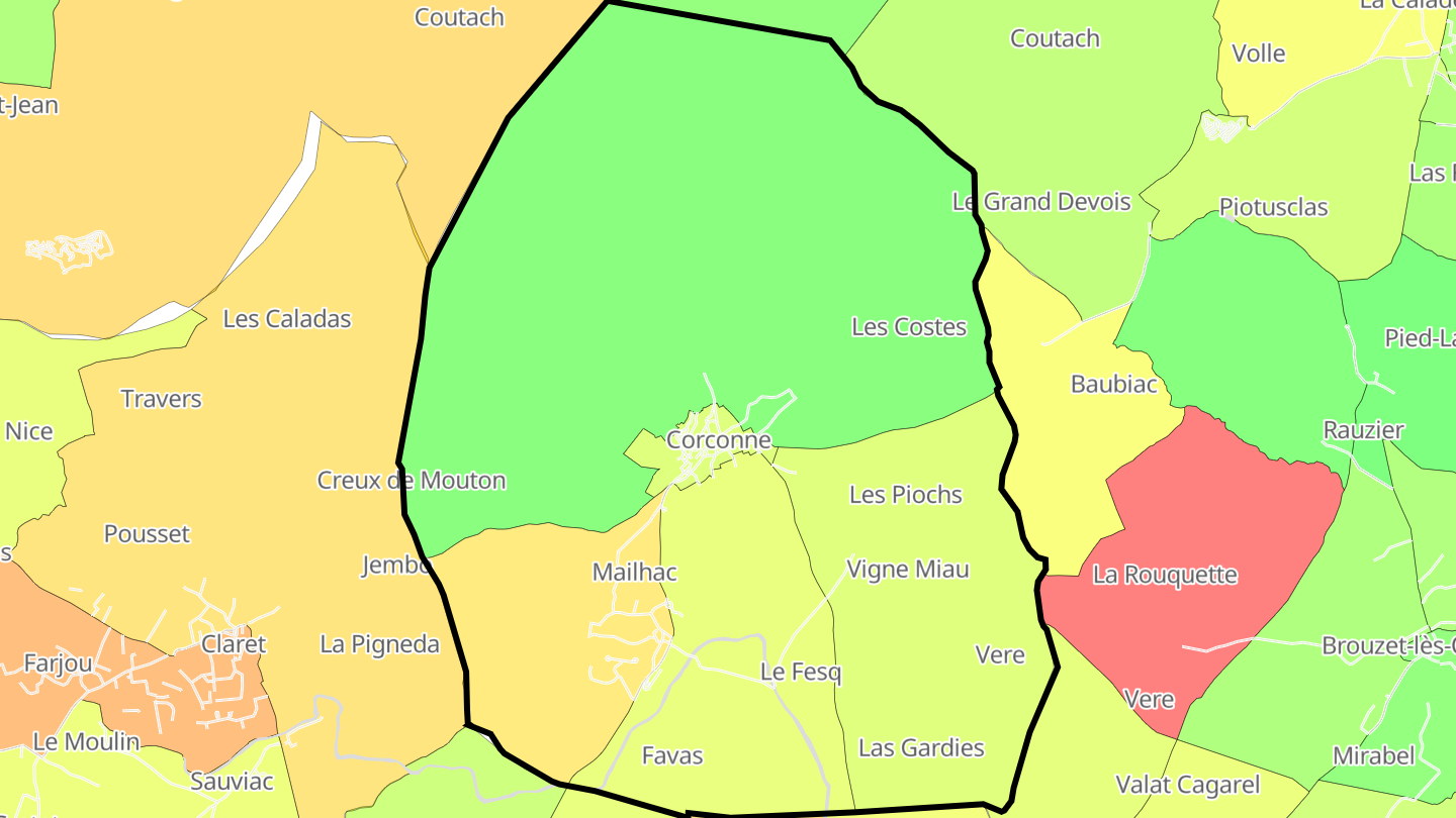 Carte des prix de l'immobilier Corconne
