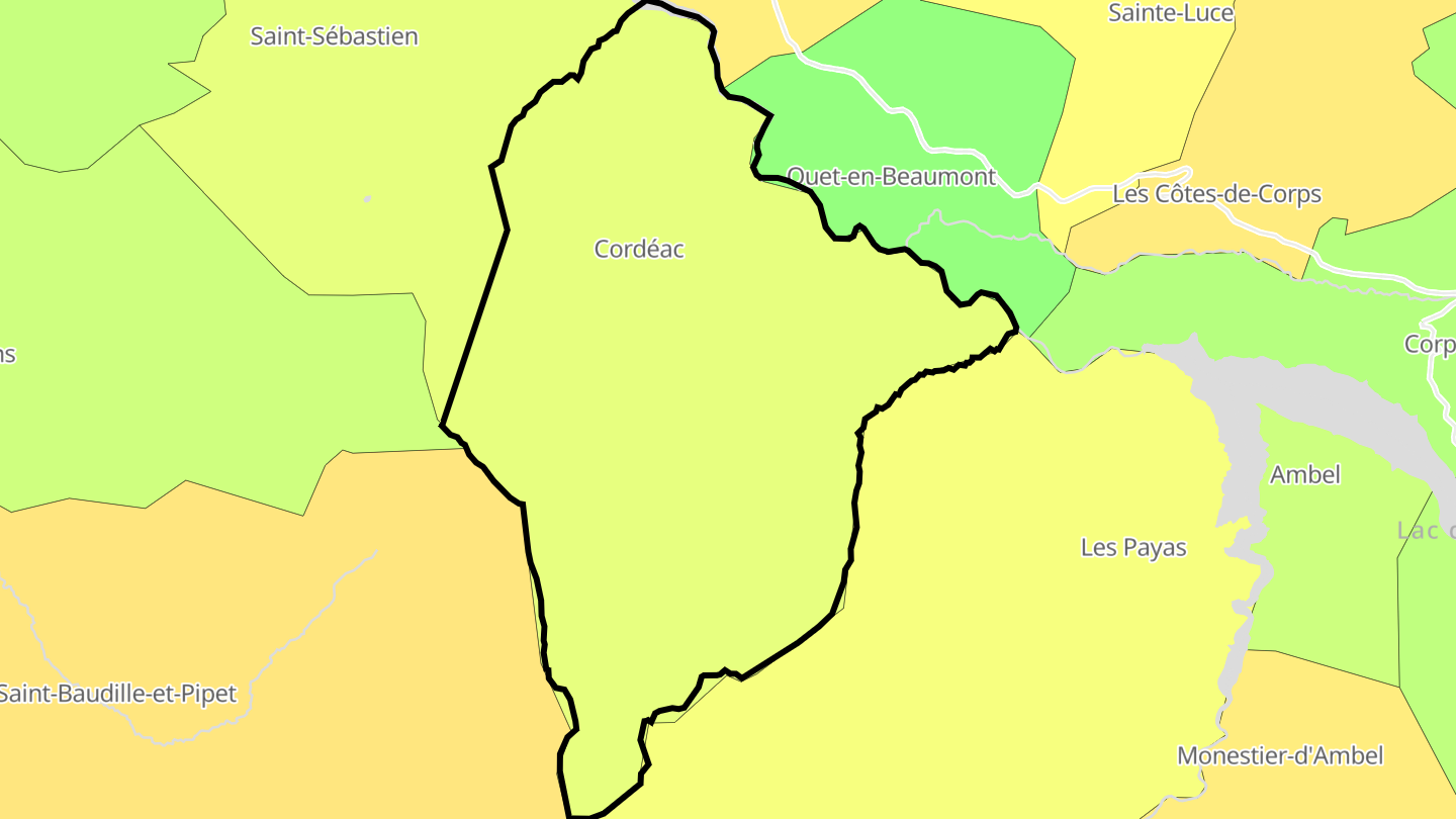 Carte des prix de l'immobilier Cordéac
