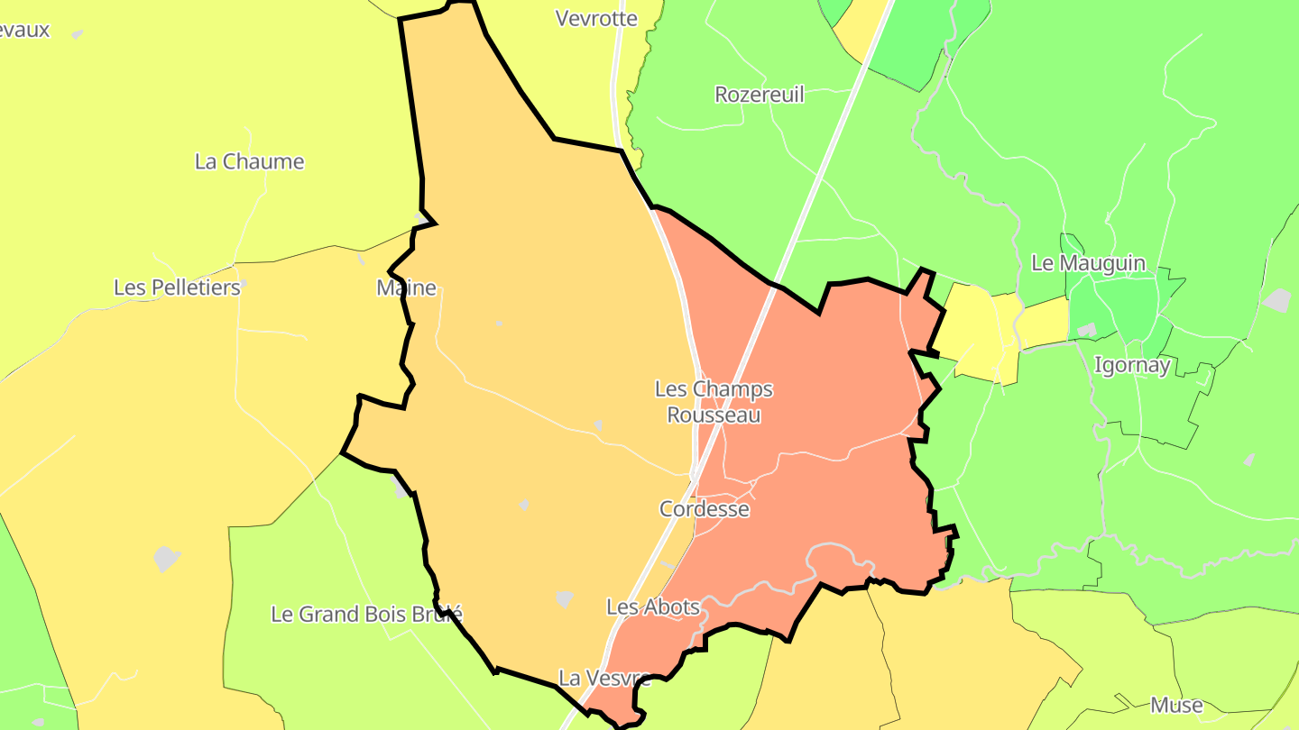 Carte des prix de l'immobilier Cordesse