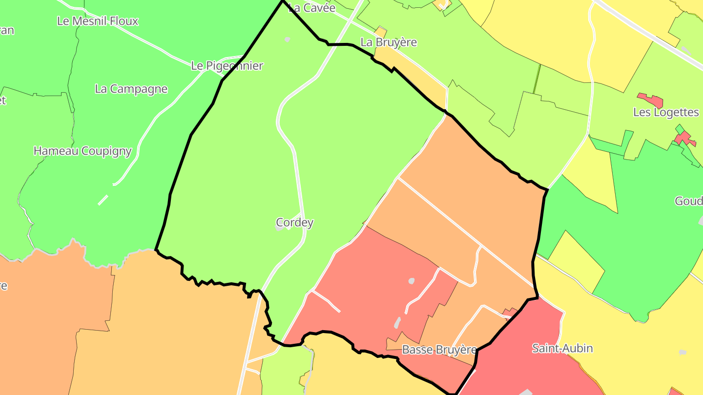 Carte des prix de l'immobilier Cordey