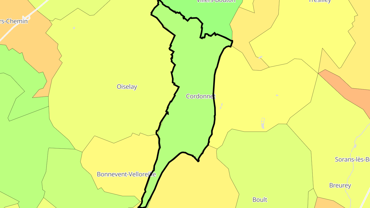 Carte des prix de l'immobilier Cordonnet