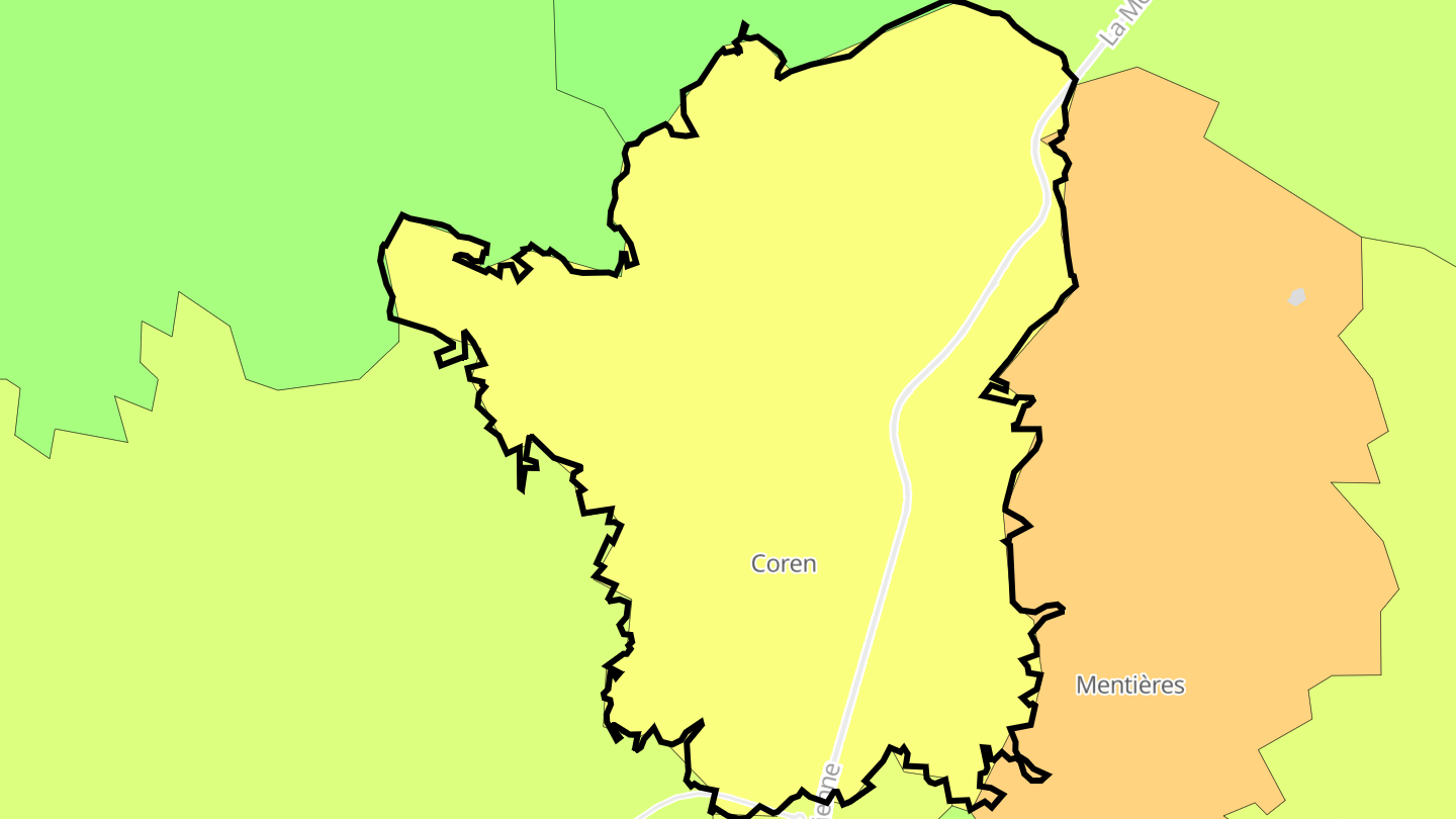 Carte des prix de l'immobilier Coren