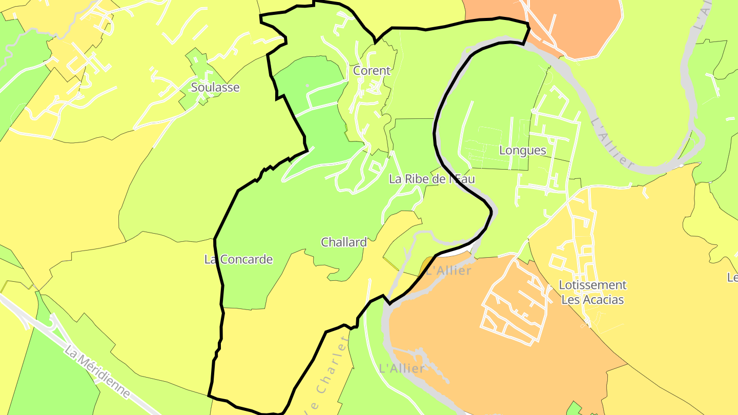 Carte des prix de l'immobilier Corent