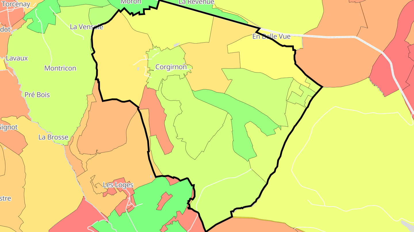 Carte des prix de l'immobilier Corgirnon