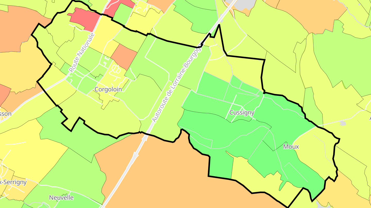 Carte des prix de l'immobilier Corgoloin
