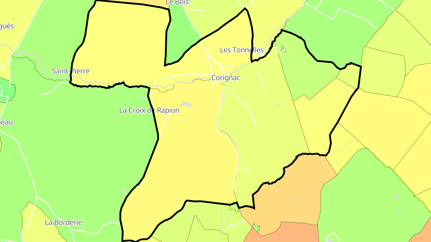 Carte des prix de l'immobilier Corignac
