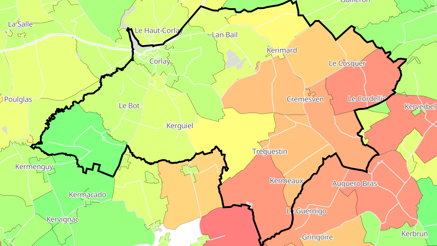 Carte des prix de l'immobilier Corlay