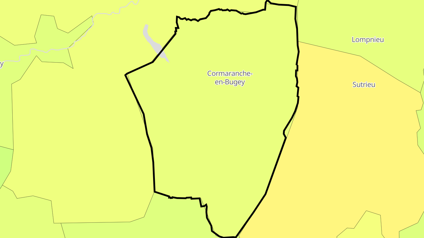 Carte des prix de l'immobilier Cormaranche-en-Bugey