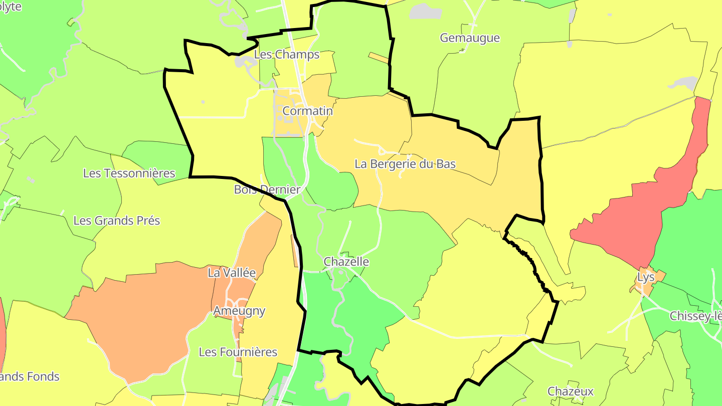 Carte des prix de l'immobilier Cormatin