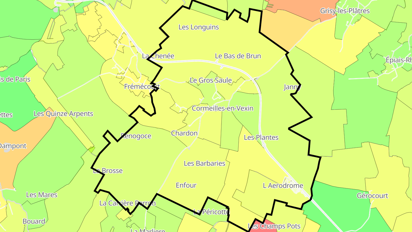 Carte des prix de l'immobilier Cormeilles-en-Vexin