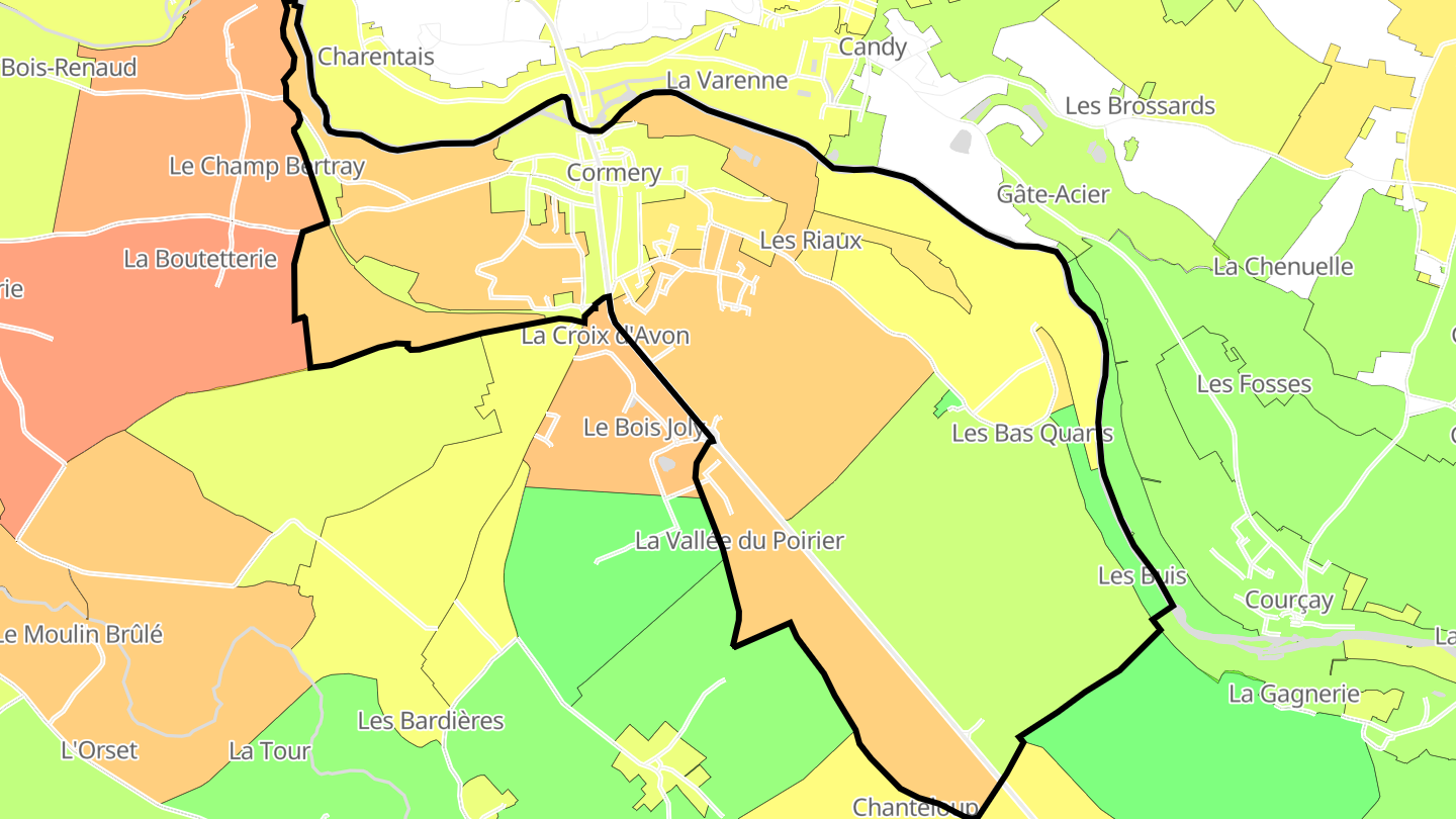 Carte des prix de l'immobilier Cormery
