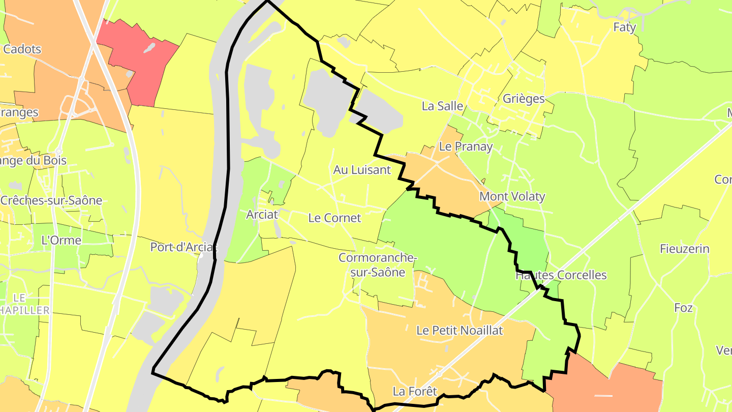 Carte des prix de l'immobilier Cormoranche-sur-Saône