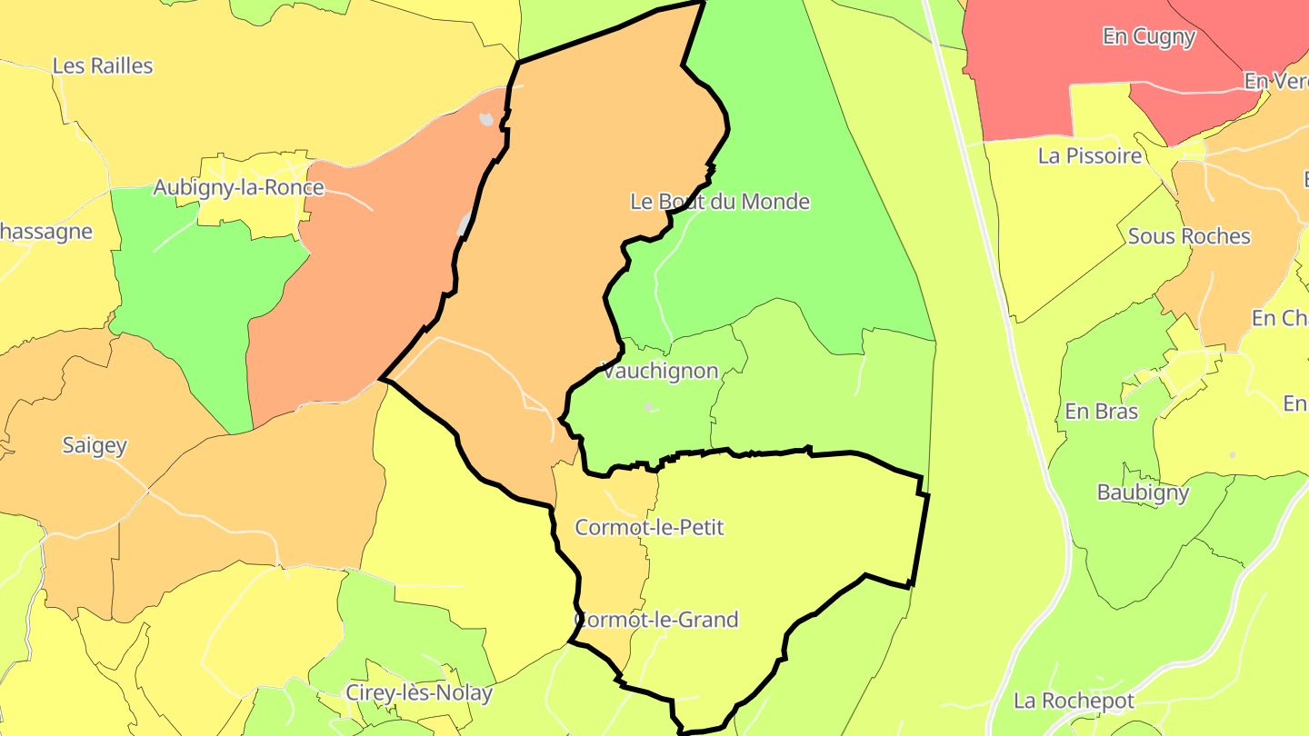 Carte des prix de l'immobilier Cormot-le-Grand