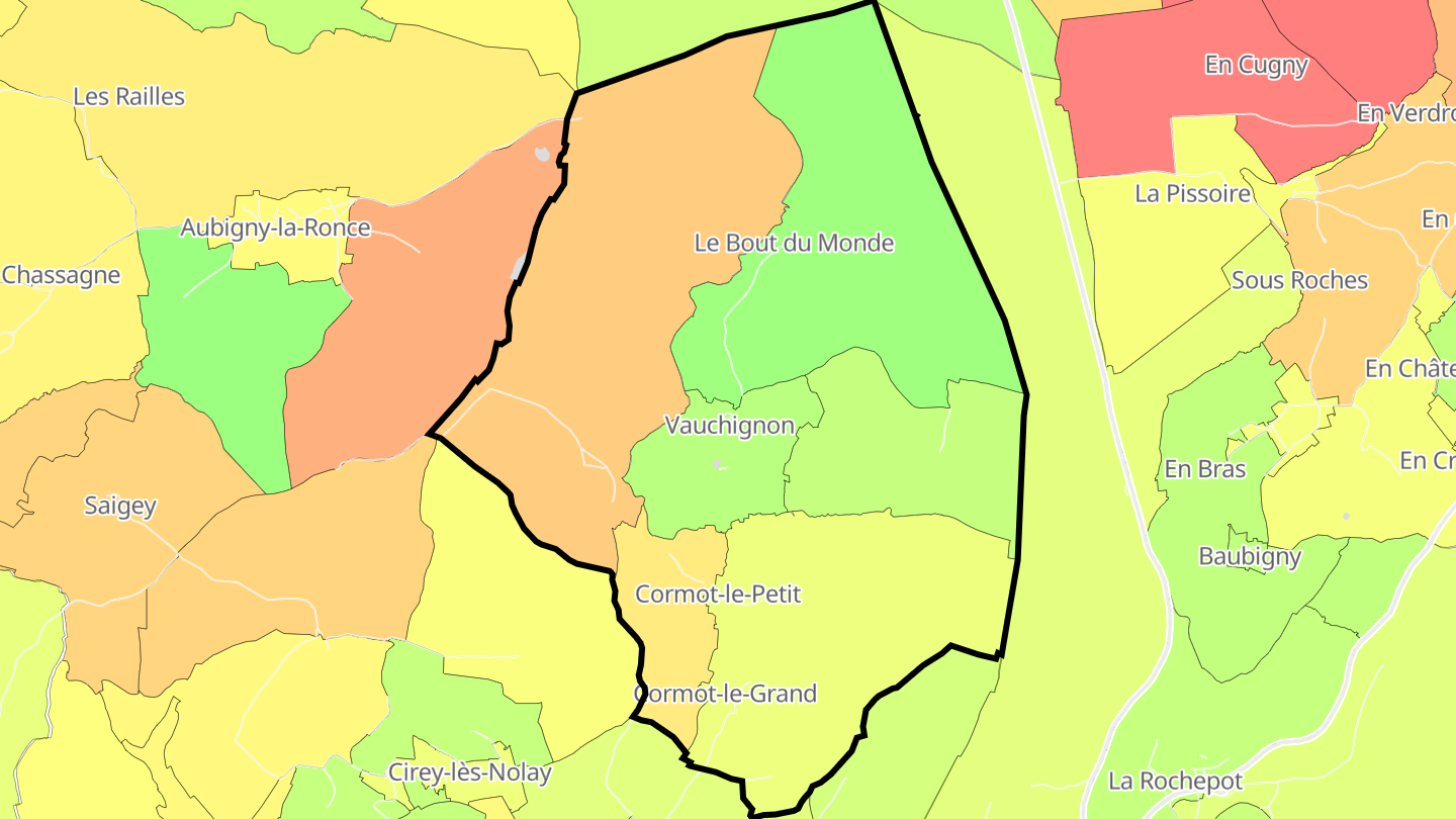 Carte des prix de l'immobilier Cormot-Vauchignon