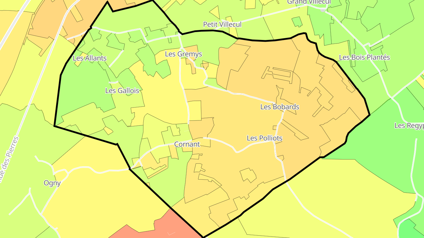 Carte des prix de l'immobilier Cornant