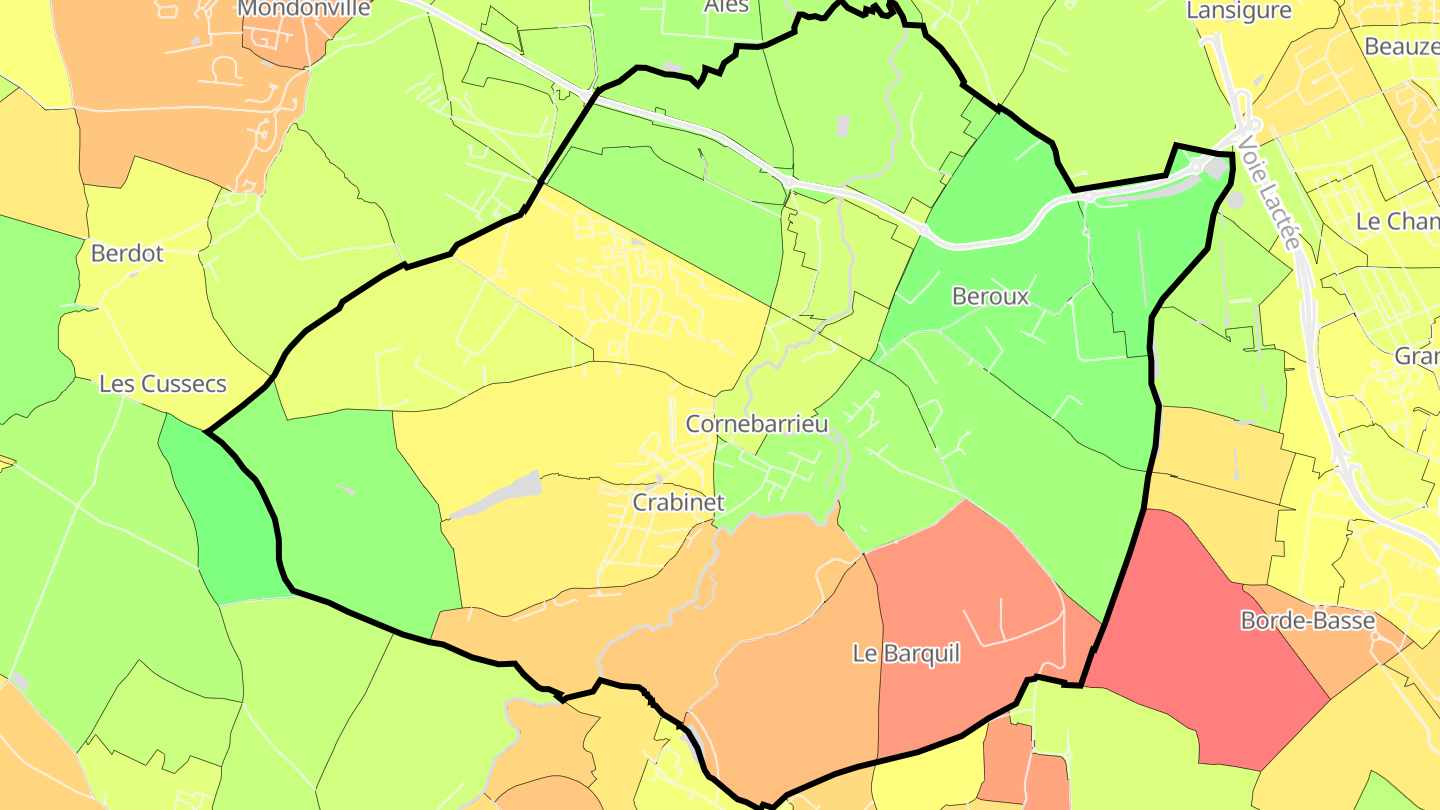 Carte des prix de l'immobilier Cornebarrieu