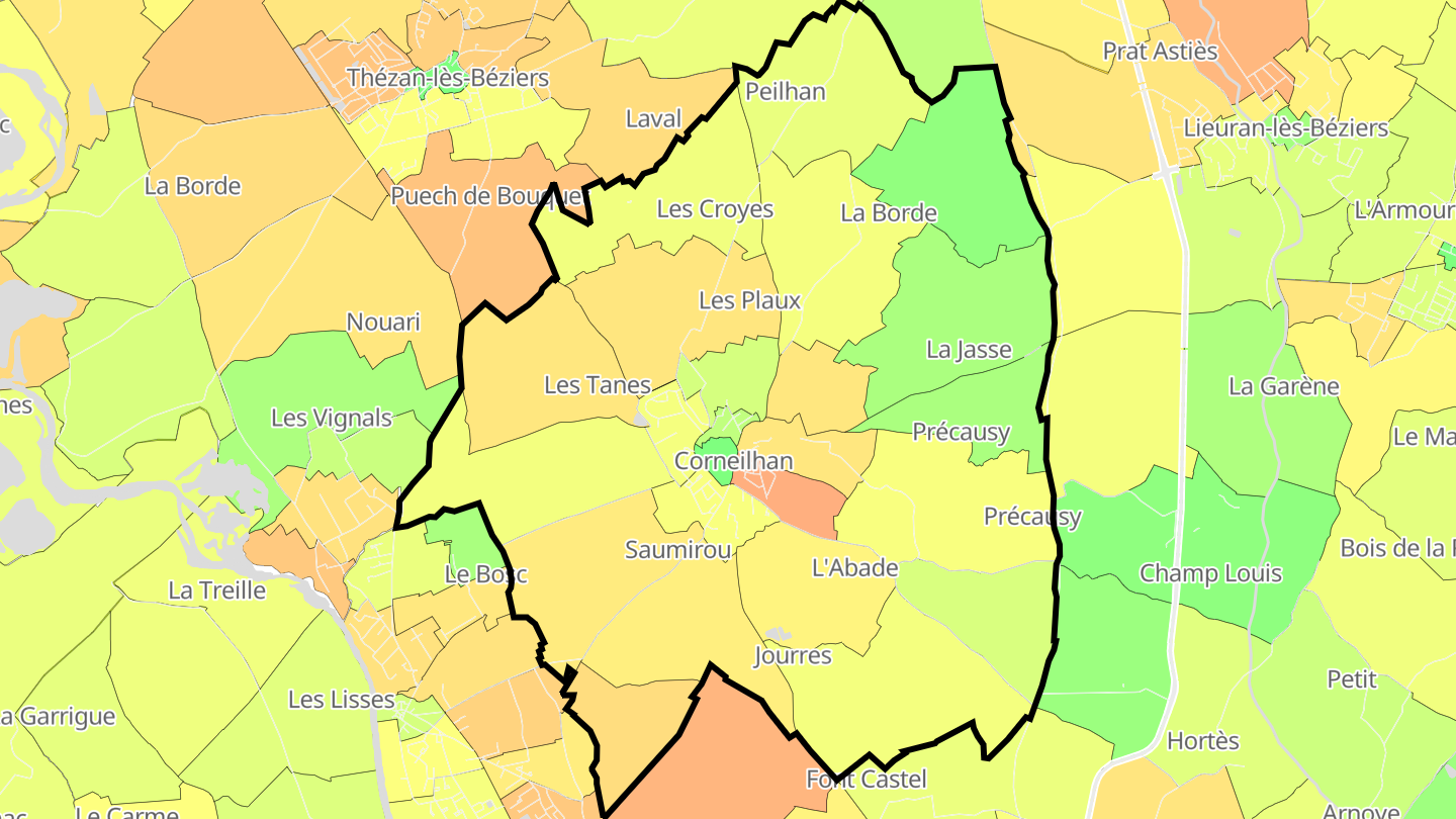 Carte des prix de l'immobilier Corneilhan