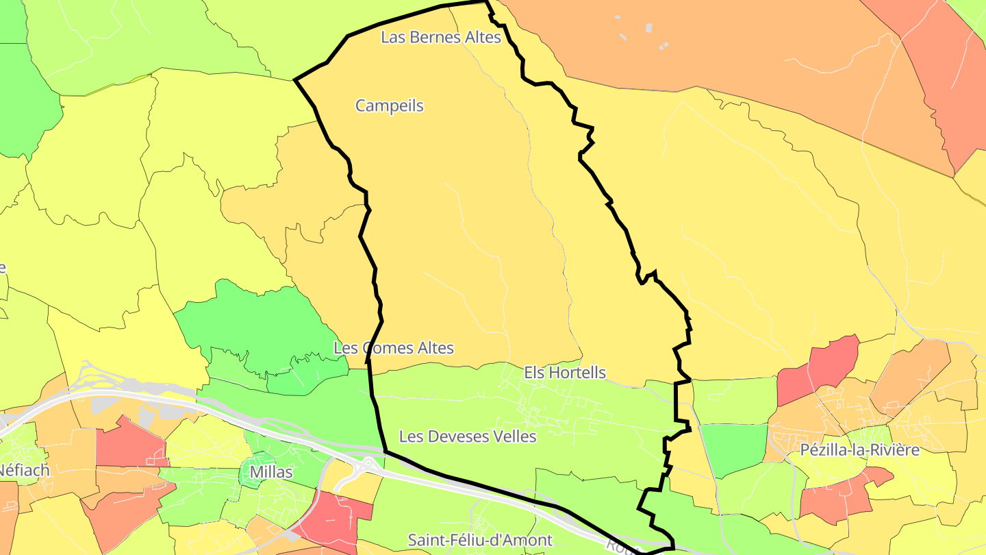 Carte des prix de l'immobilier Corneilla-la-Rivière