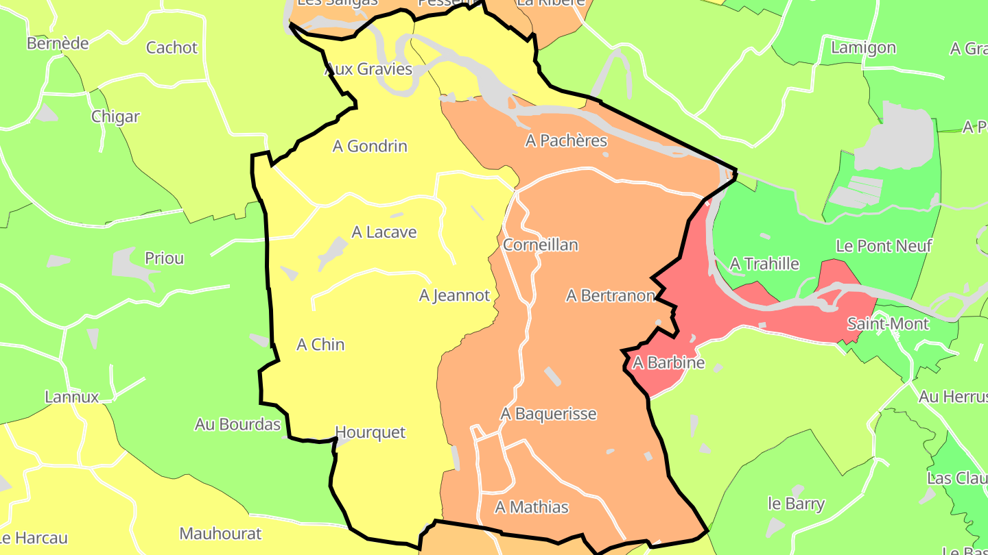 Carte des prix de l'immobilier Corneillan