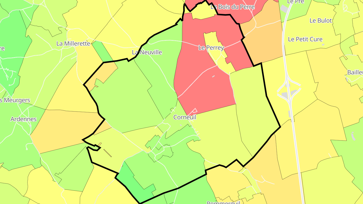 Carte des prix de l'immobilier Corneuil