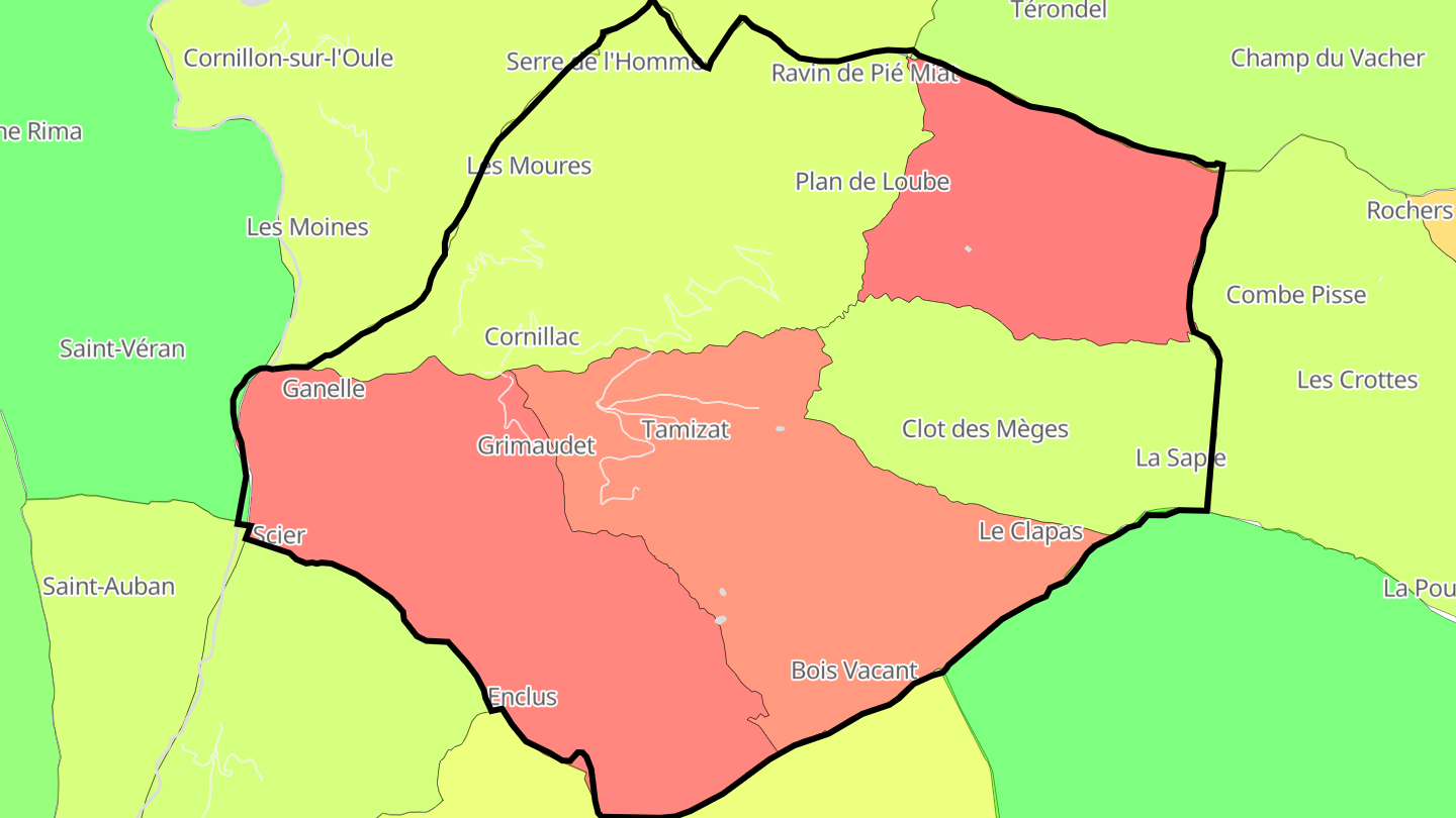 Carte des prix de l'immobilier Cornillac
