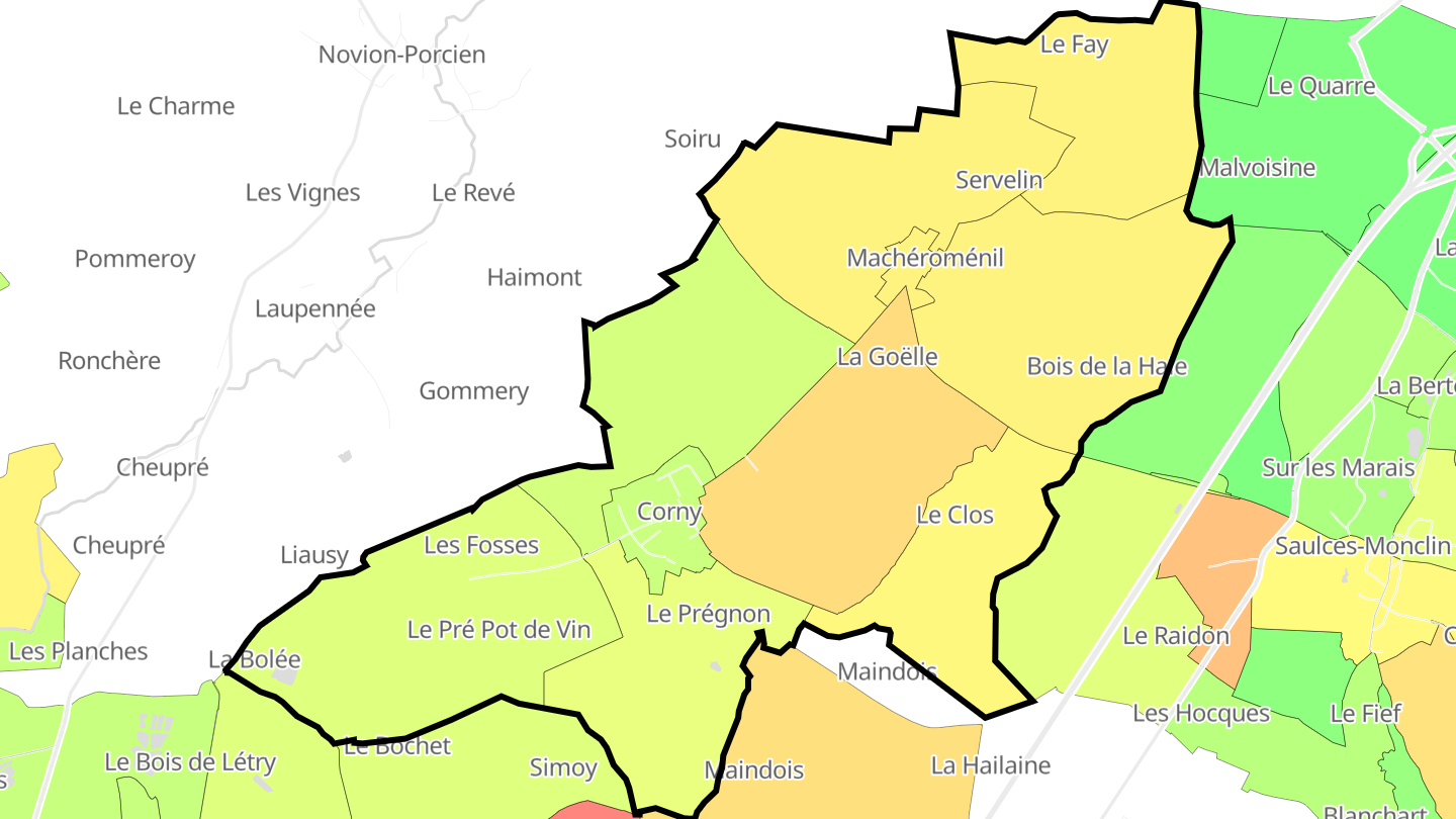 Carte des prix de l'immobilier Corny-Machéroménil
