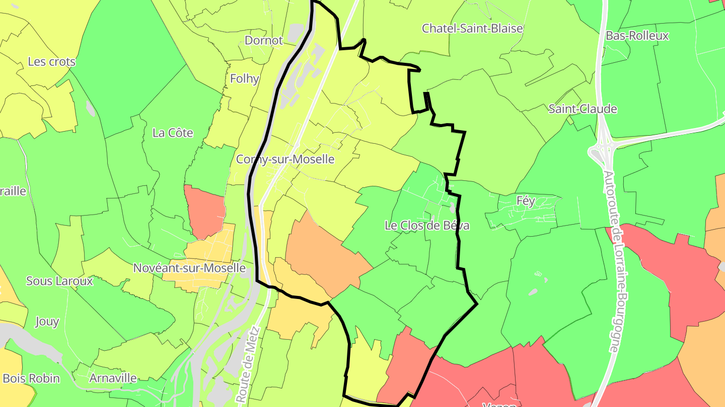 Carte des prix de l'immobilier Corny-sur-Moselle
