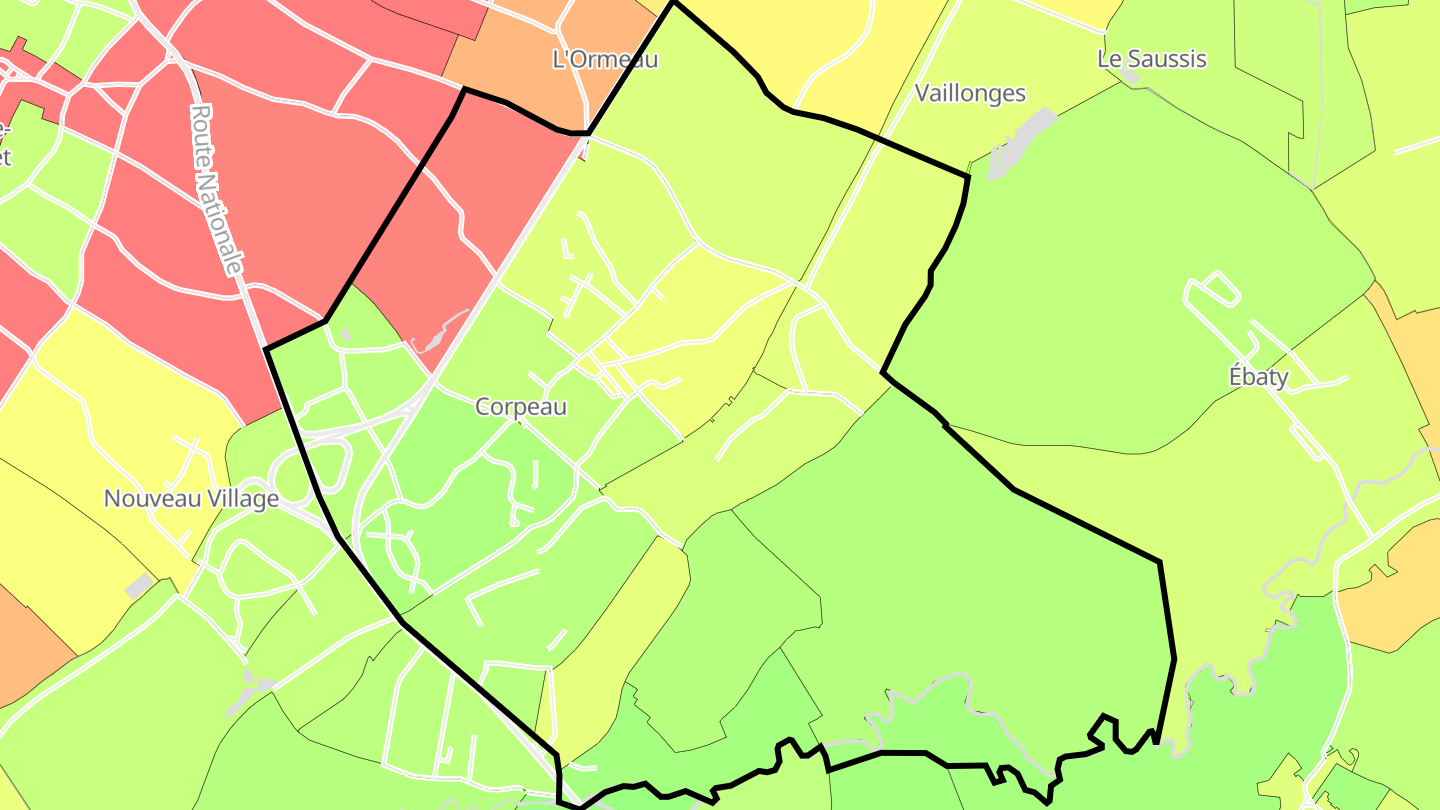Carte des prix de l'immobilier Corpeau