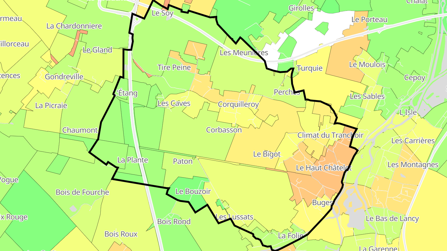 Carte des prix de l'immobilier Corquilleroy