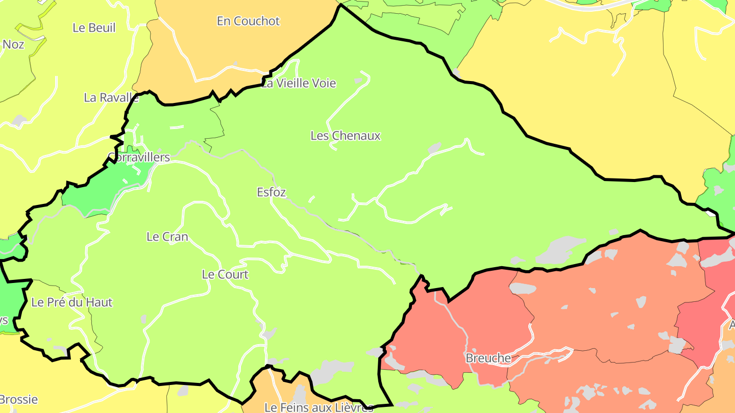 Carte des prix de l'immobilier Corravillers