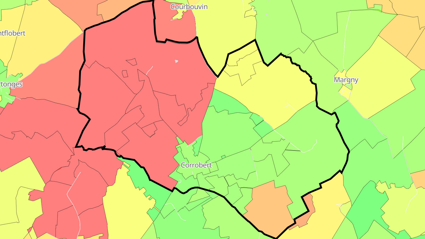 Carte des prix de l'immobilier Corrobert