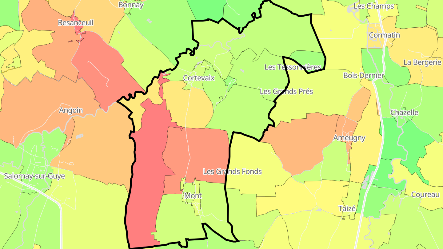 Carte des prix de l'immobilier Cortevaix