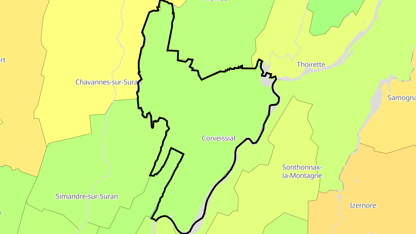 Carte des prix de l'immobilier Corveissiat