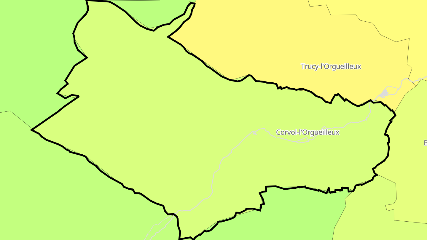 Carte des prix de l'immobilier Corvol-l'Orgueilleux