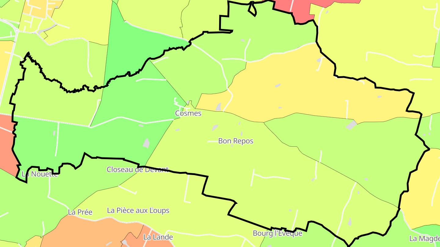 Carte des prix de l'immobilier Cosmes