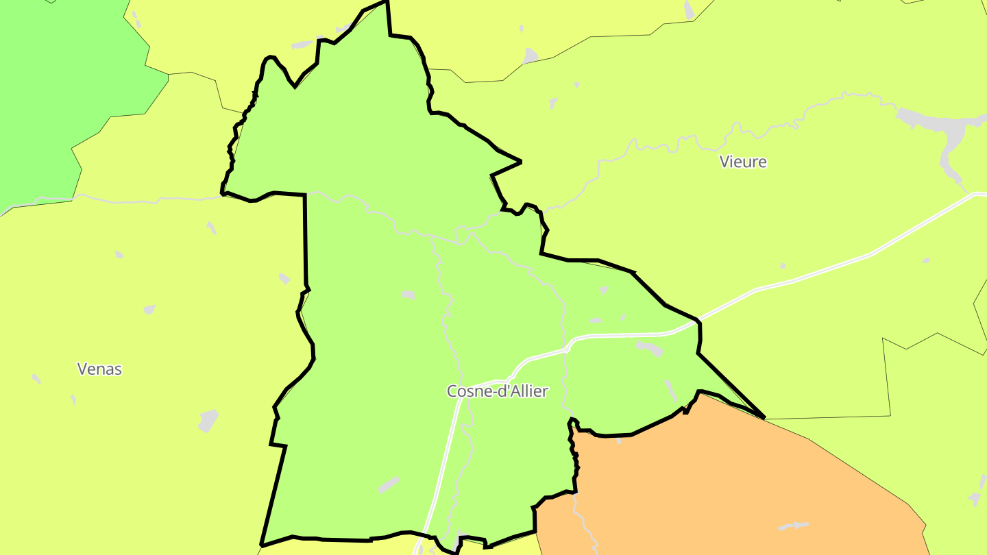 Carte des prix de l'immobilier Cosne-d'Allier