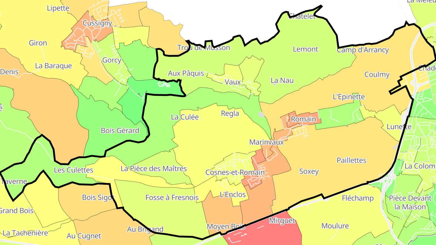 Carte des prix de l'immobilier Cosnes-et-Romain