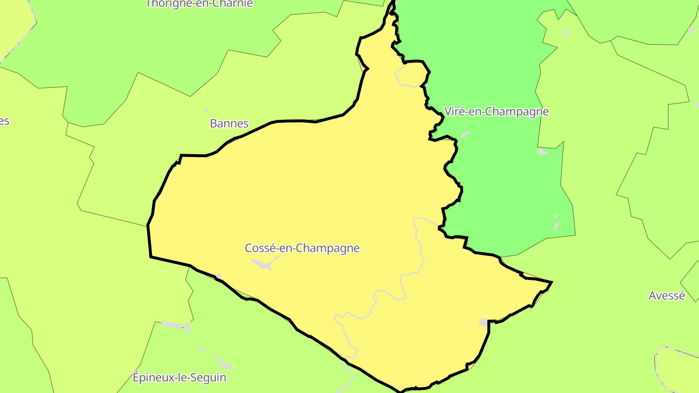 Carte des prix de l'immobilier Cossé-en-Champagne