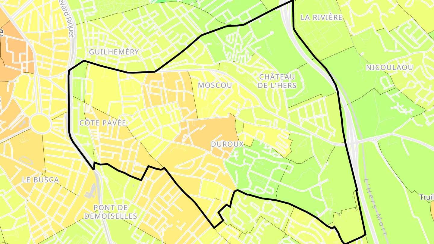 Carte des prix de l'immobilier Côte Pavée, Château de l'Hers, Limayrac