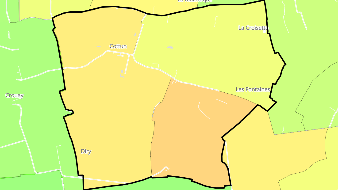 Carte des prix de l'immobilier Cottun