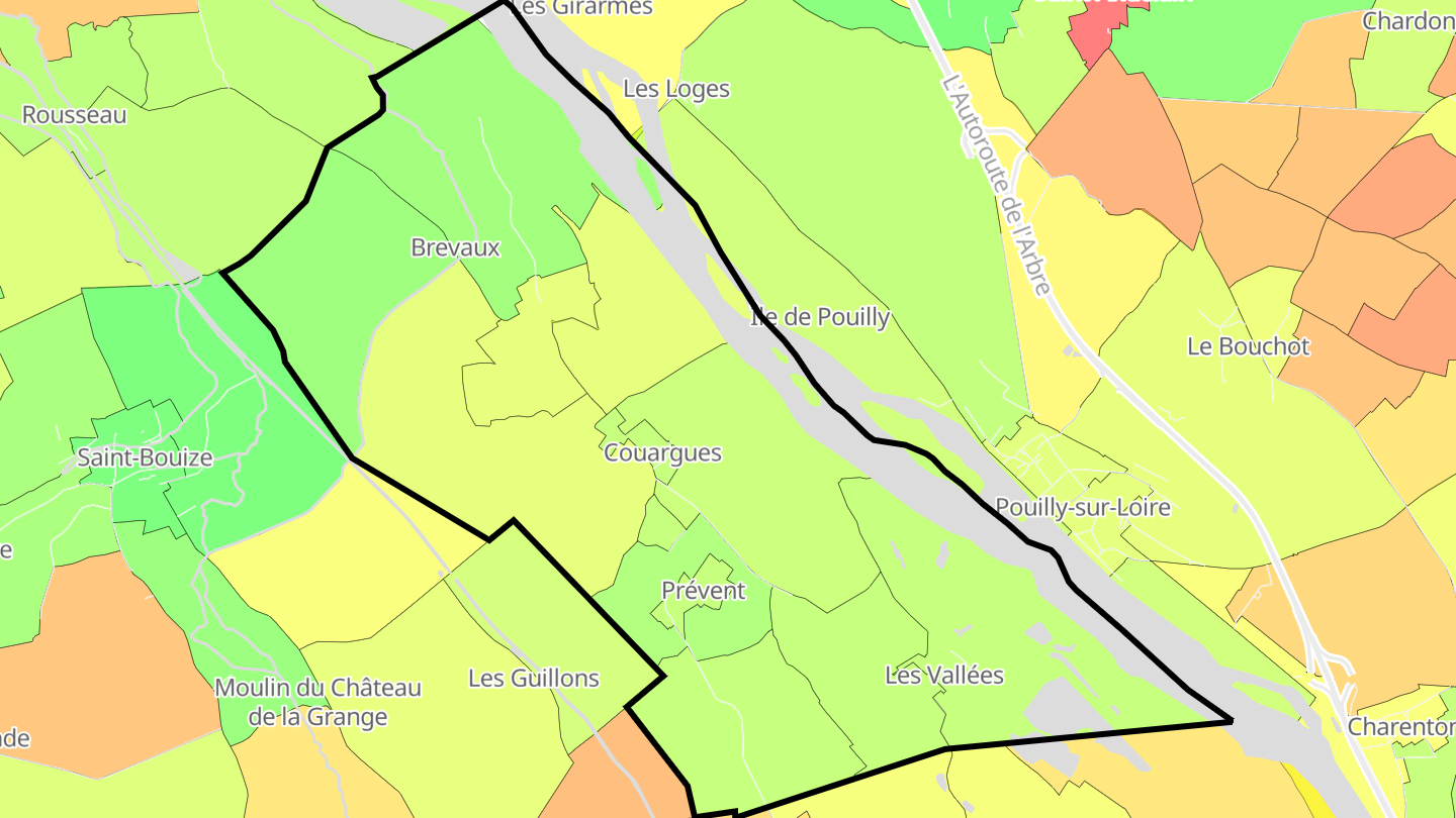 Carte des prix de l'immobilier Couargues
