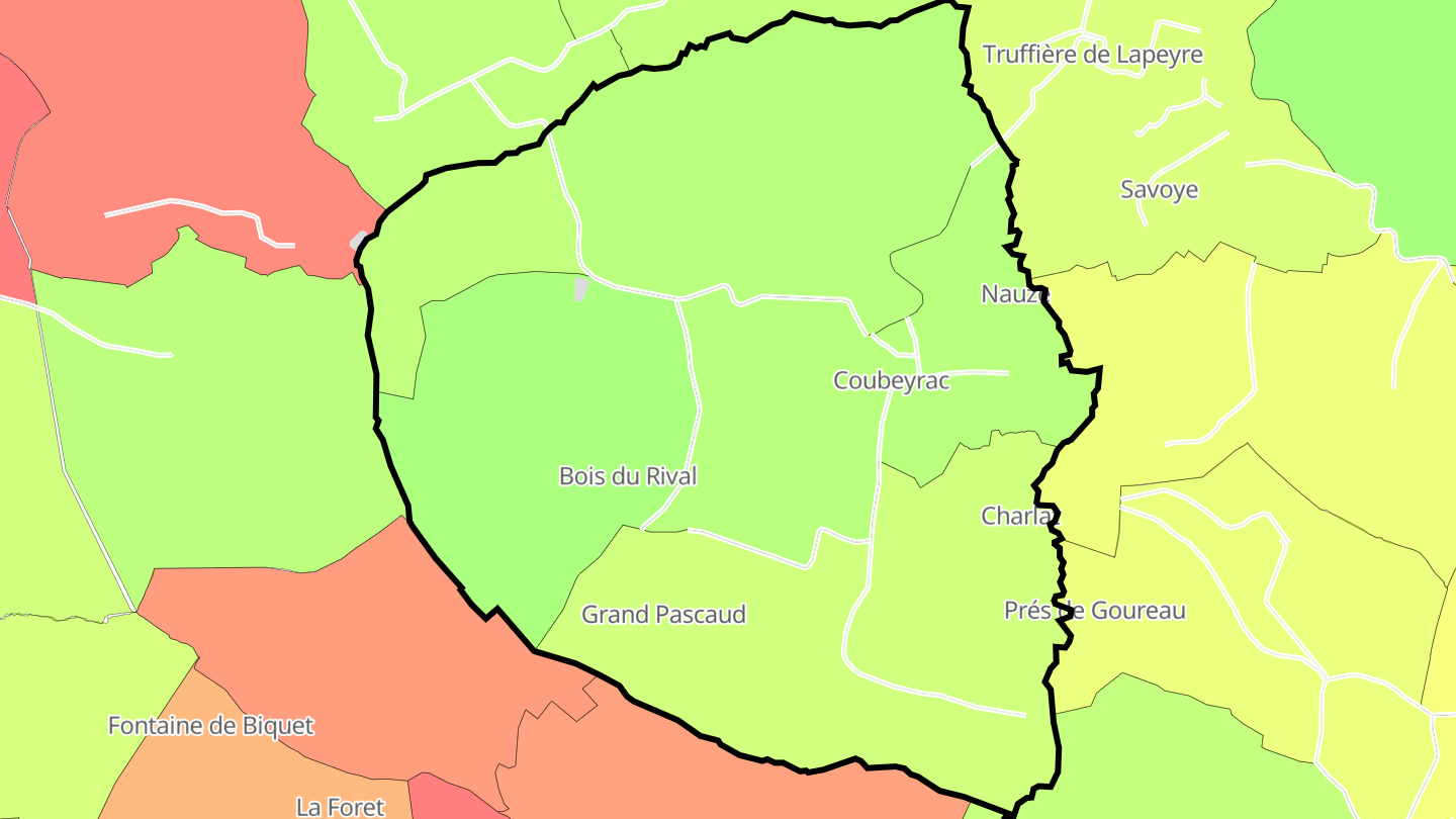 Carte des prix de l'immobilier Coubeyrac