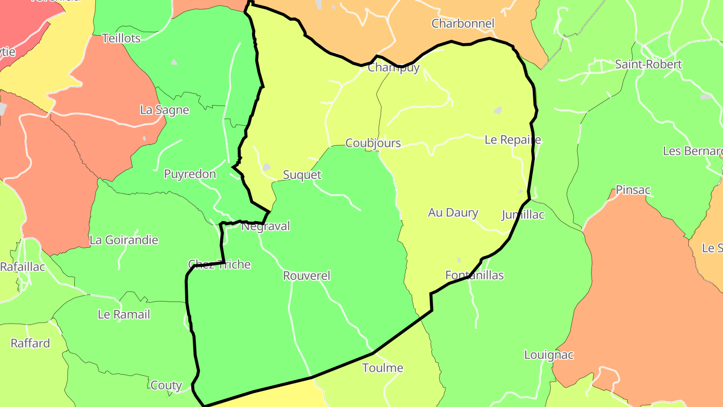 Carte des prix de l'immobilier Coubjours