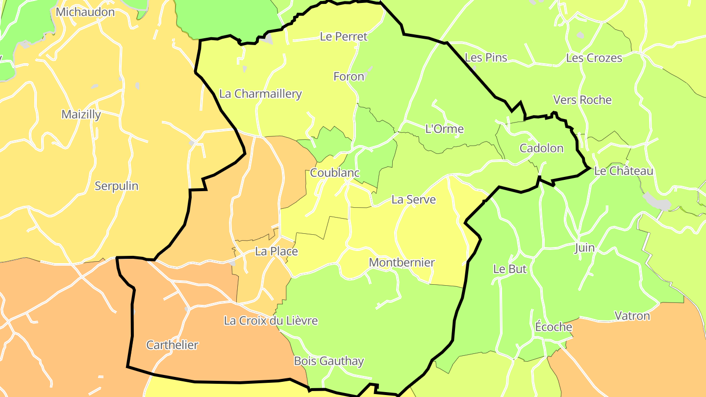 Carte des prix de l'immobilier Coublanc