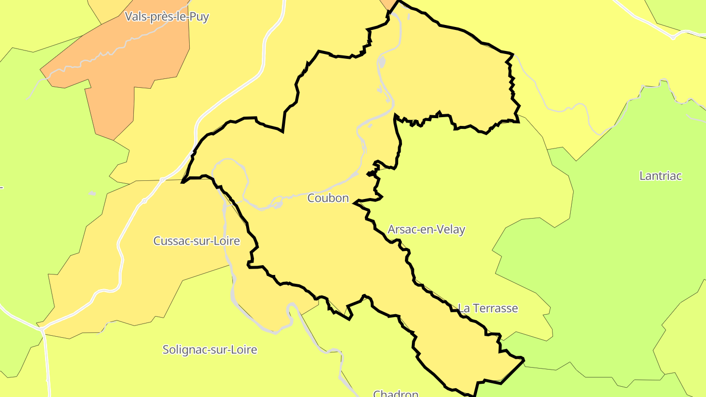 Carte des prix de l'immobilier Coubon