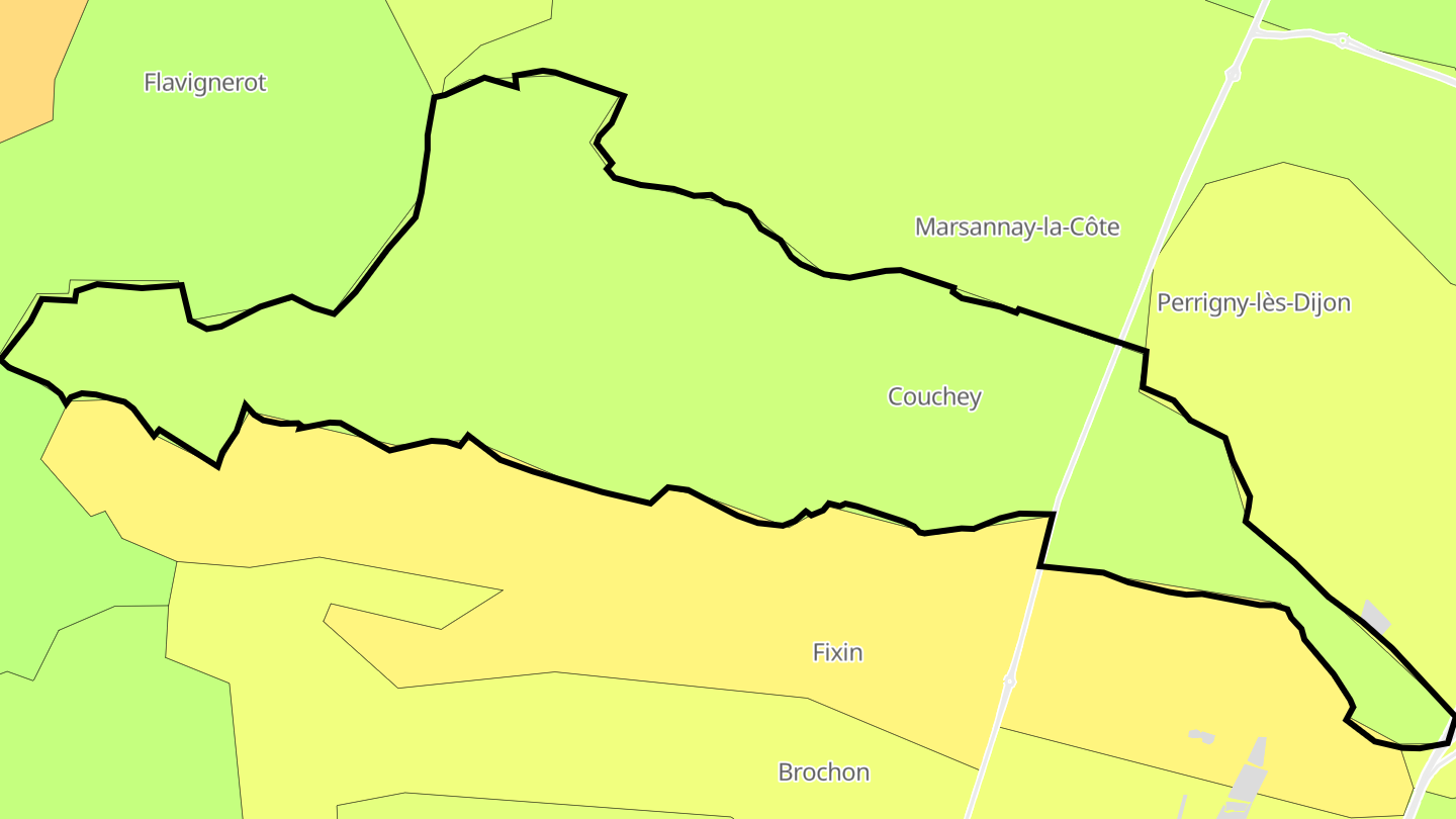 Carte des prix de l'immobilier Couchey