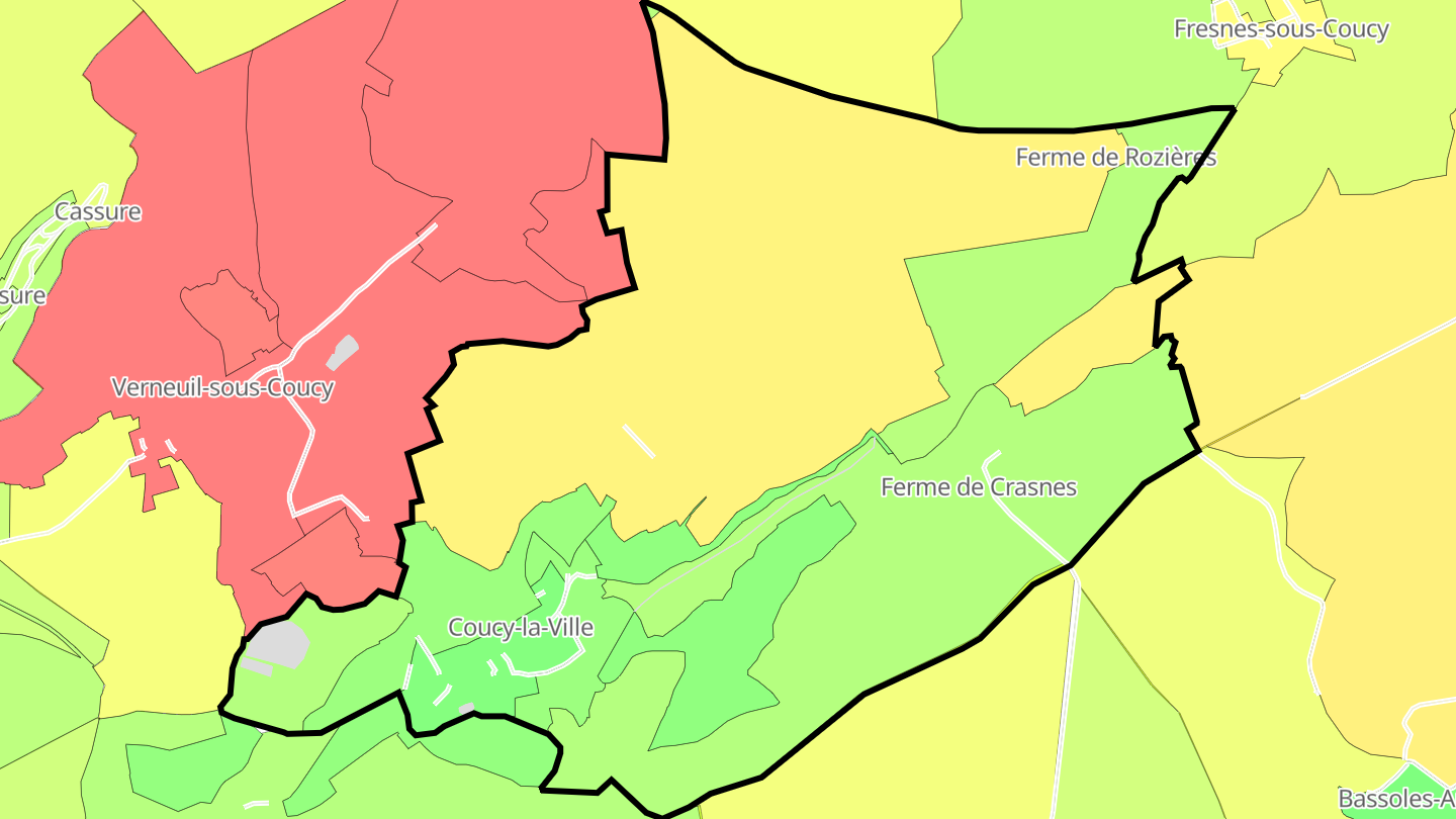 Carte des prix de l'immobilier Coucy-la-Ville