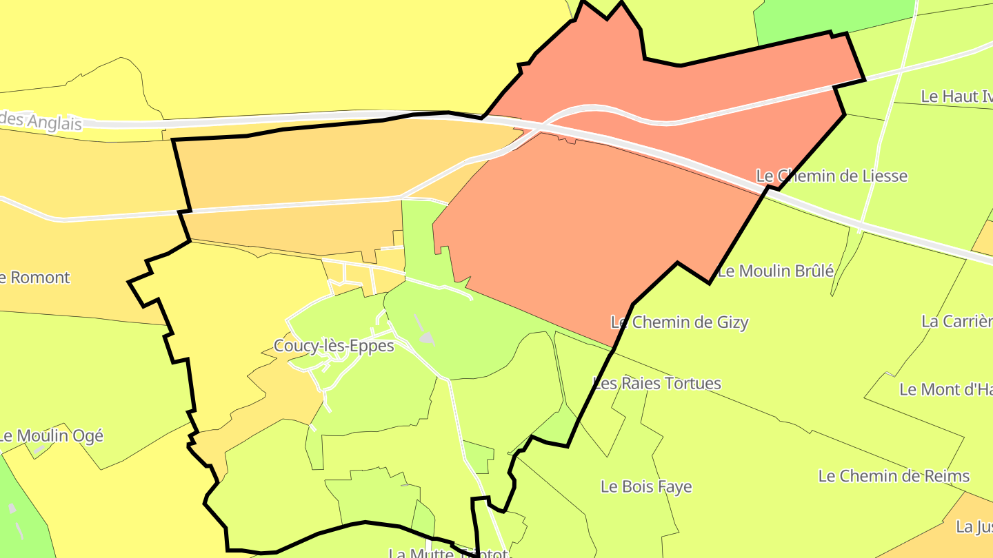 Carte des prix de l'immobilier Coucy-lès-Eppes